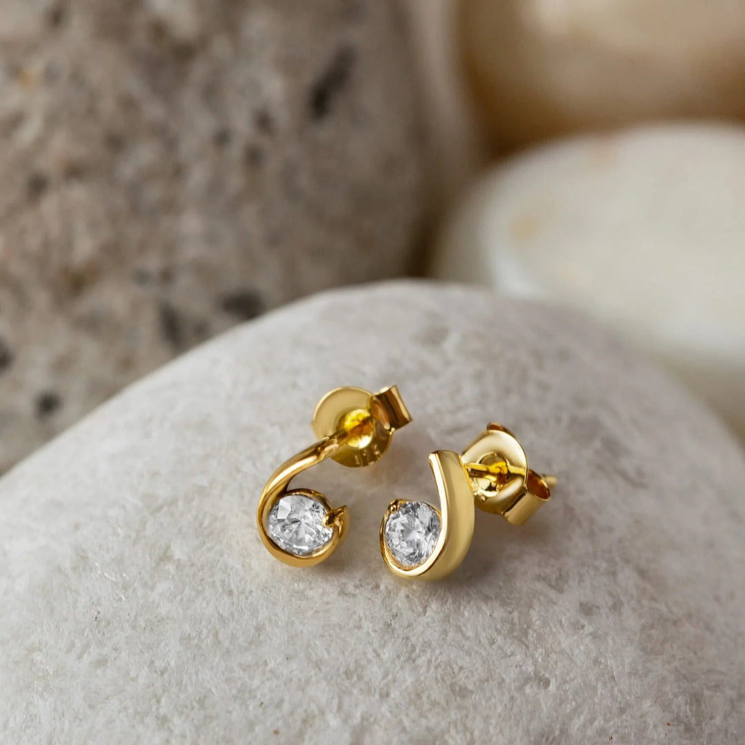 Silver Earrings, 18K Gold Plated