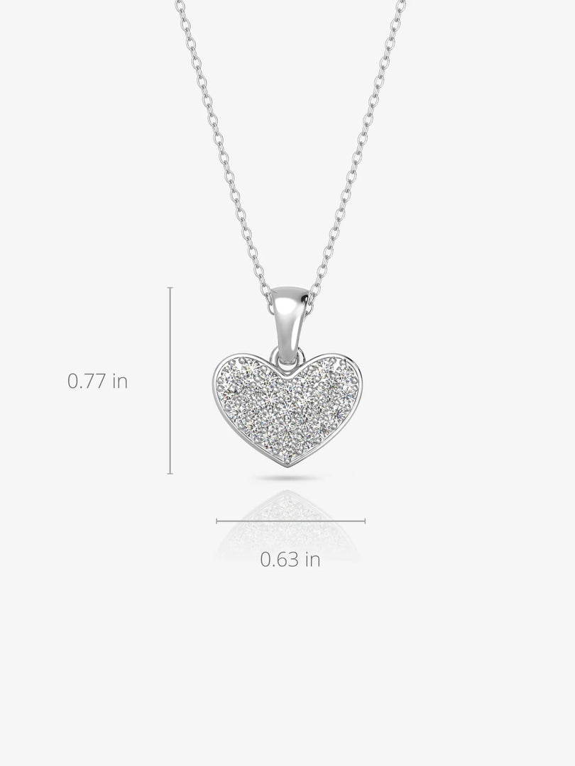 Silver Heart Necklace and Rhodium Plated