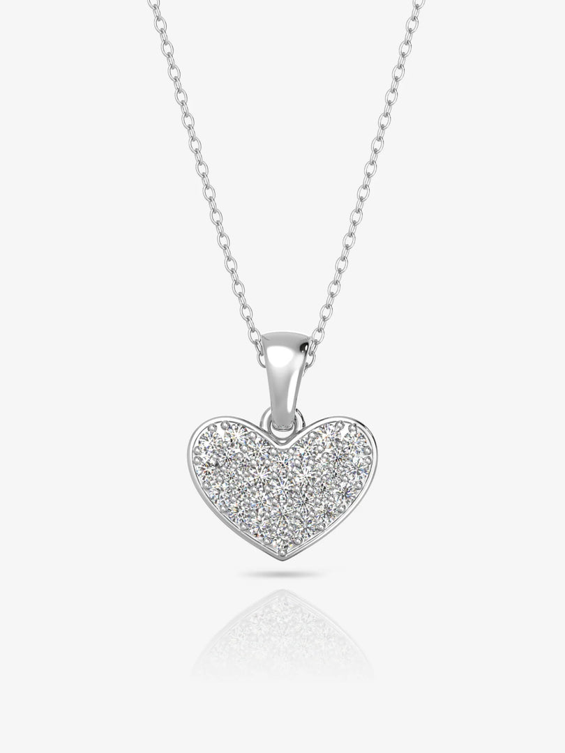 Silver Heart Necklace and Rhodium Plated