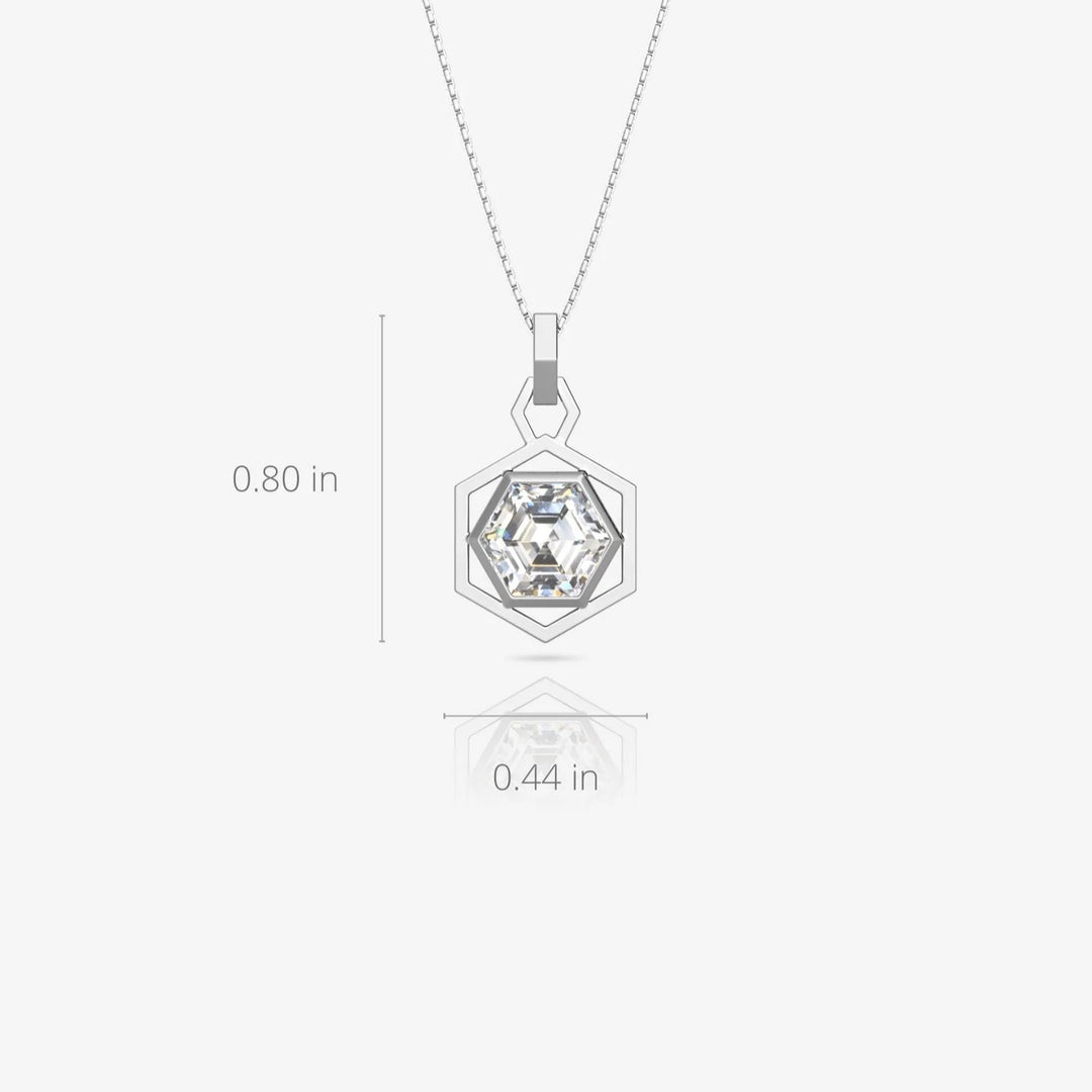 Hexagon Necklace Silver & Rhodium Plated