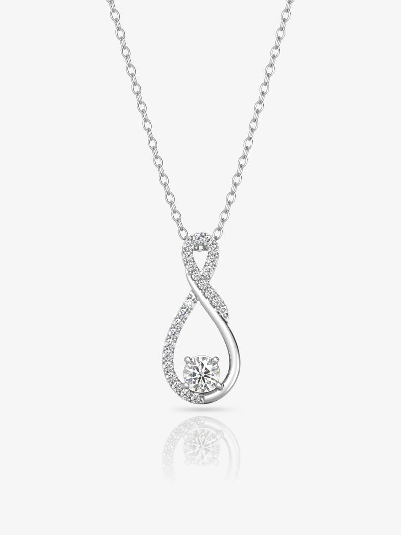 Infinity Necklace Silver & Rhodium Plated