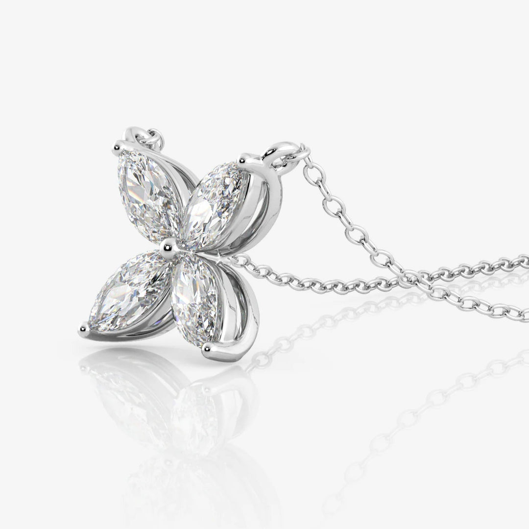 Silver Flora Necklace, Rhodium Plated
