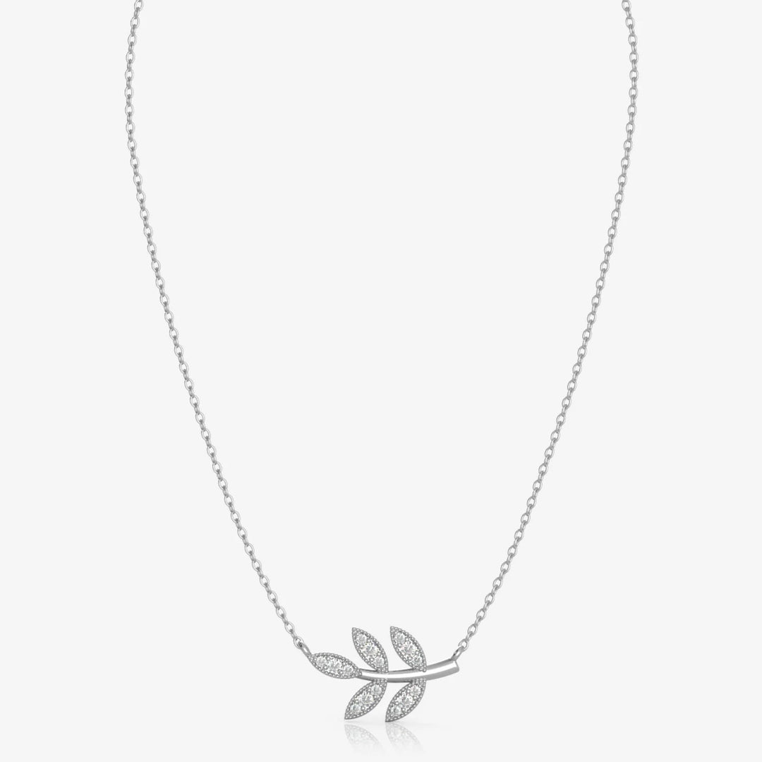 Silver Fairy Leaf Necklace, Rhodium Plated