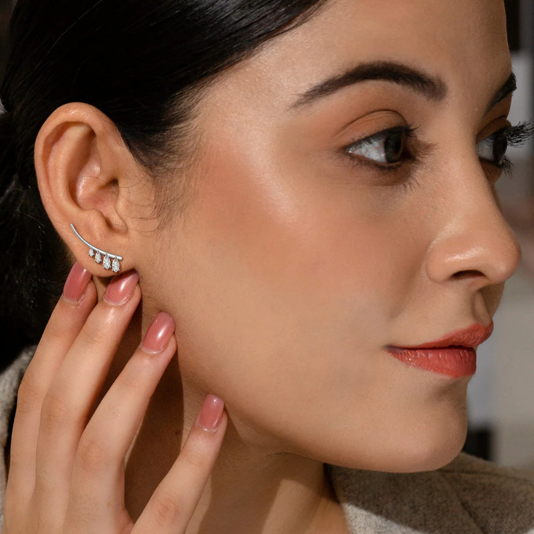 Silver Earrings Rhodium Plated