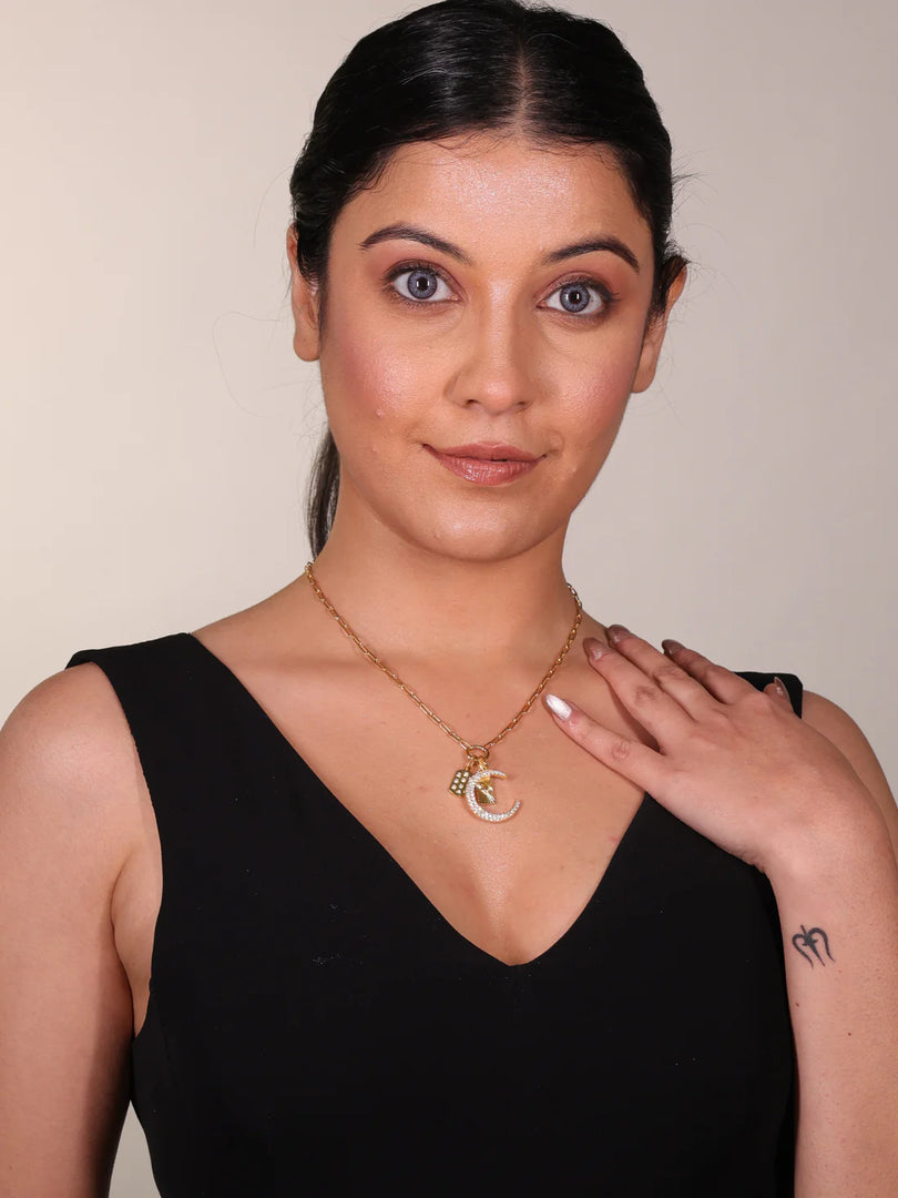 Whispers of the Moon Necklace, 18K Gold Plating