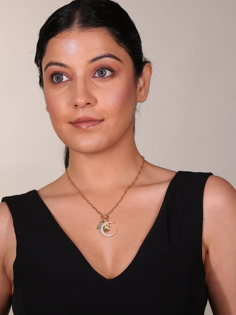 Whispers of the Moon Necklace, 18K Gold Plating