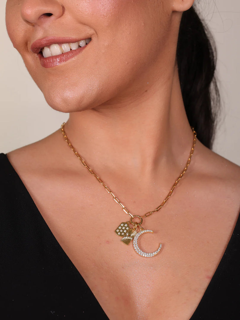 Whispers of the Moon Necklace, 18K Gold Plating