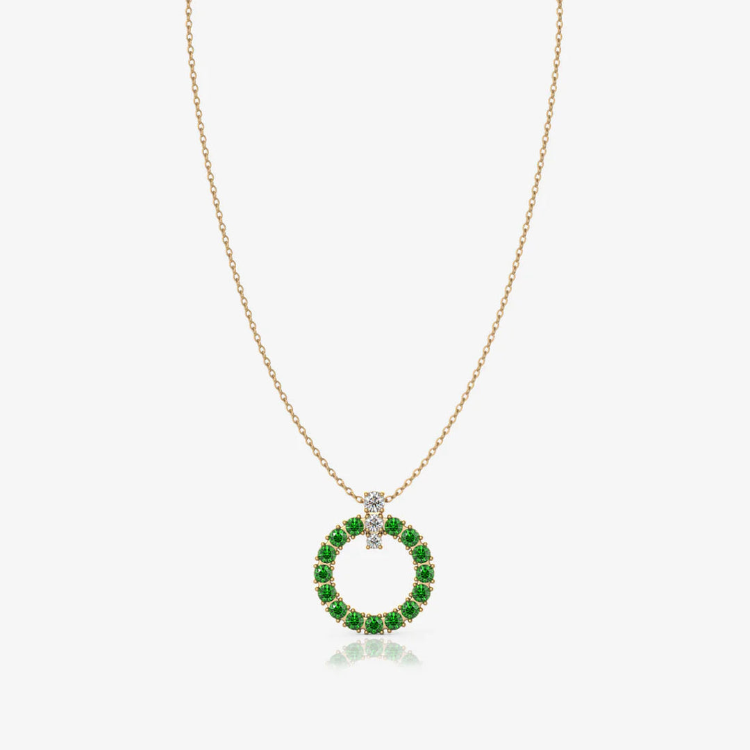 Emerald Circle Necklace, Sterling Silver