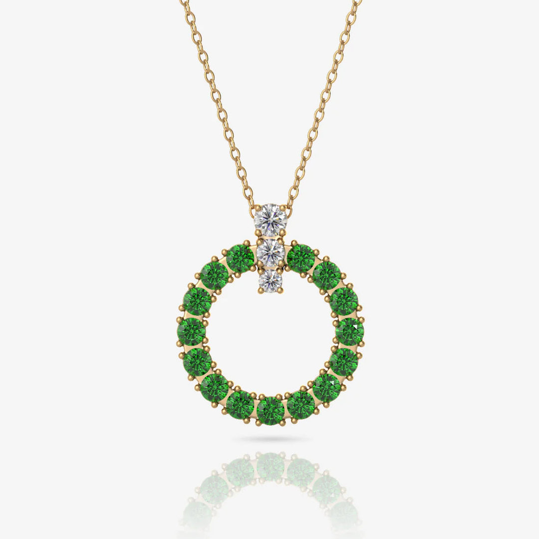 Emerald Circle Necklace, Sterling Silver