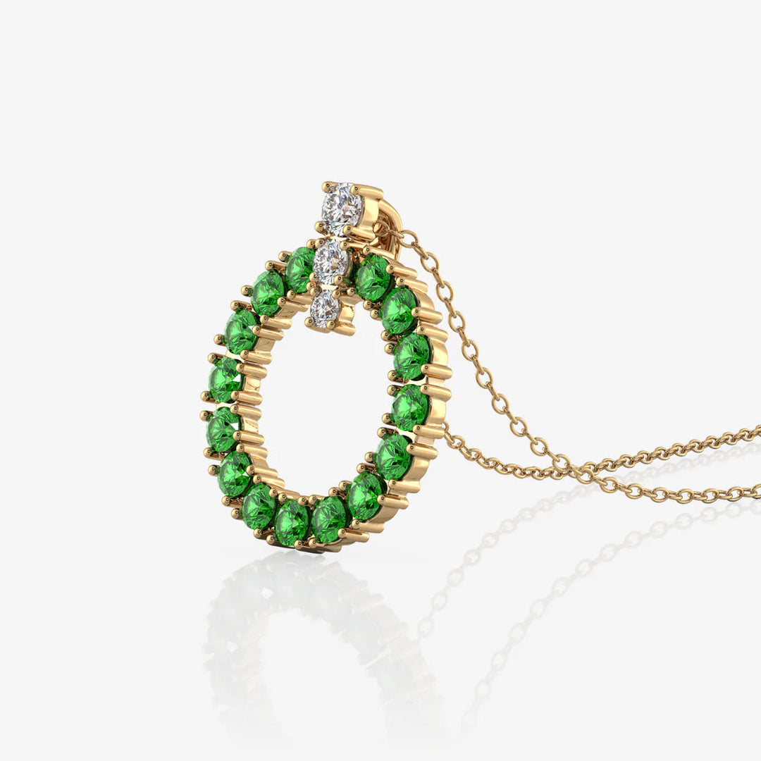 Emerald Circle Necklace, Sterling Silver