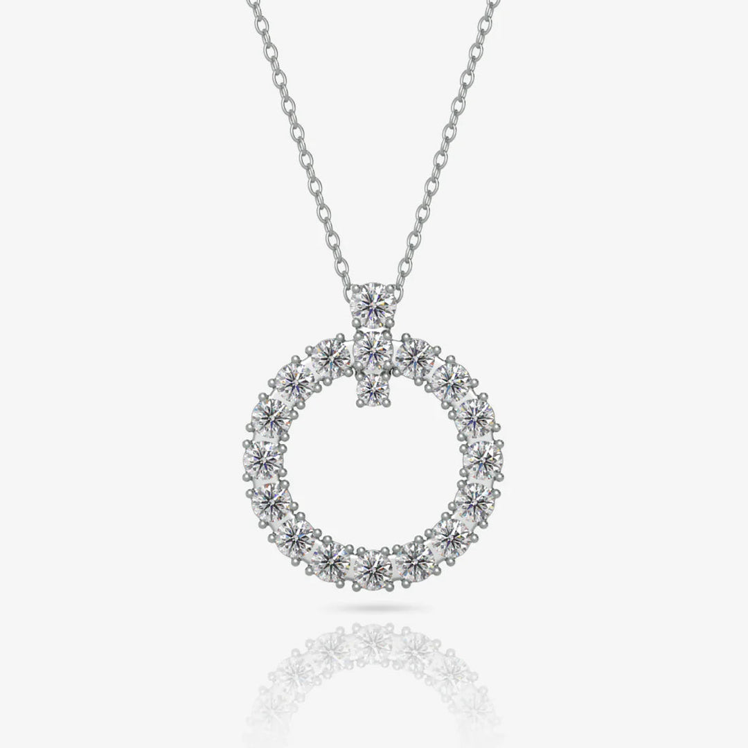 Silver Circle Necklace, Rhodium Plated
