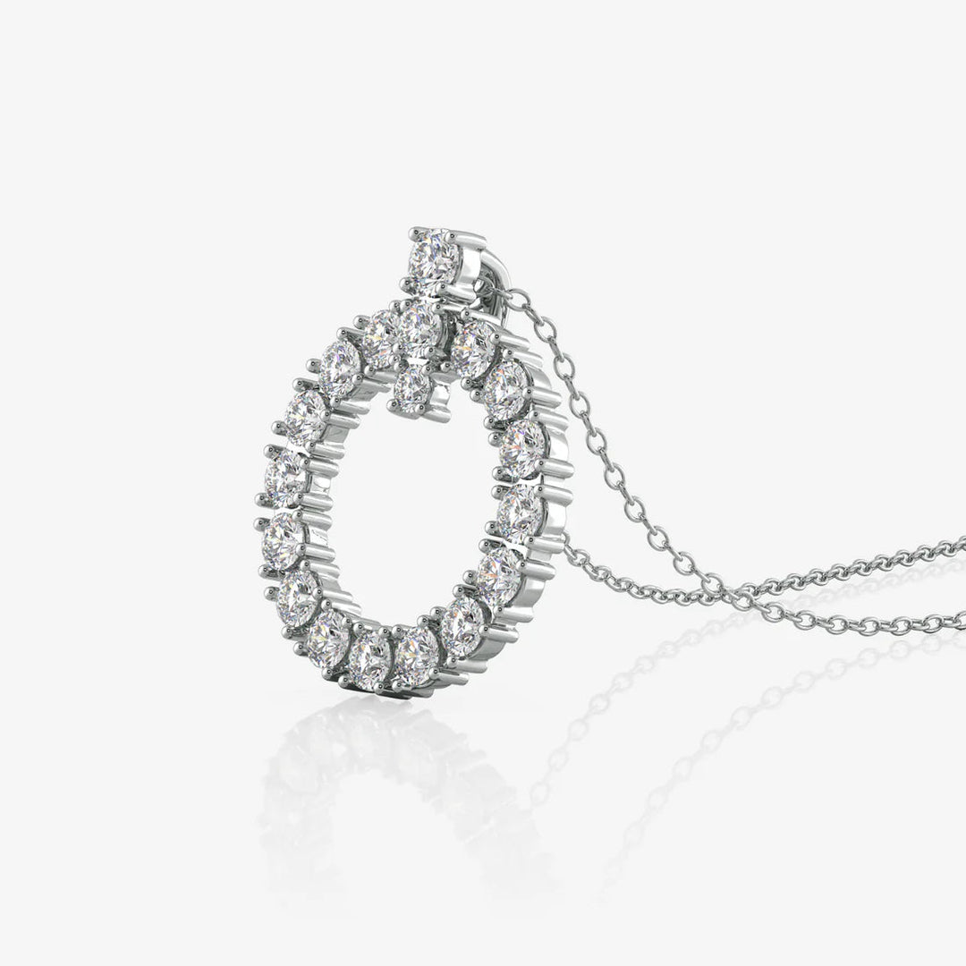 Silver Circle Necklace, Rhodium Plated