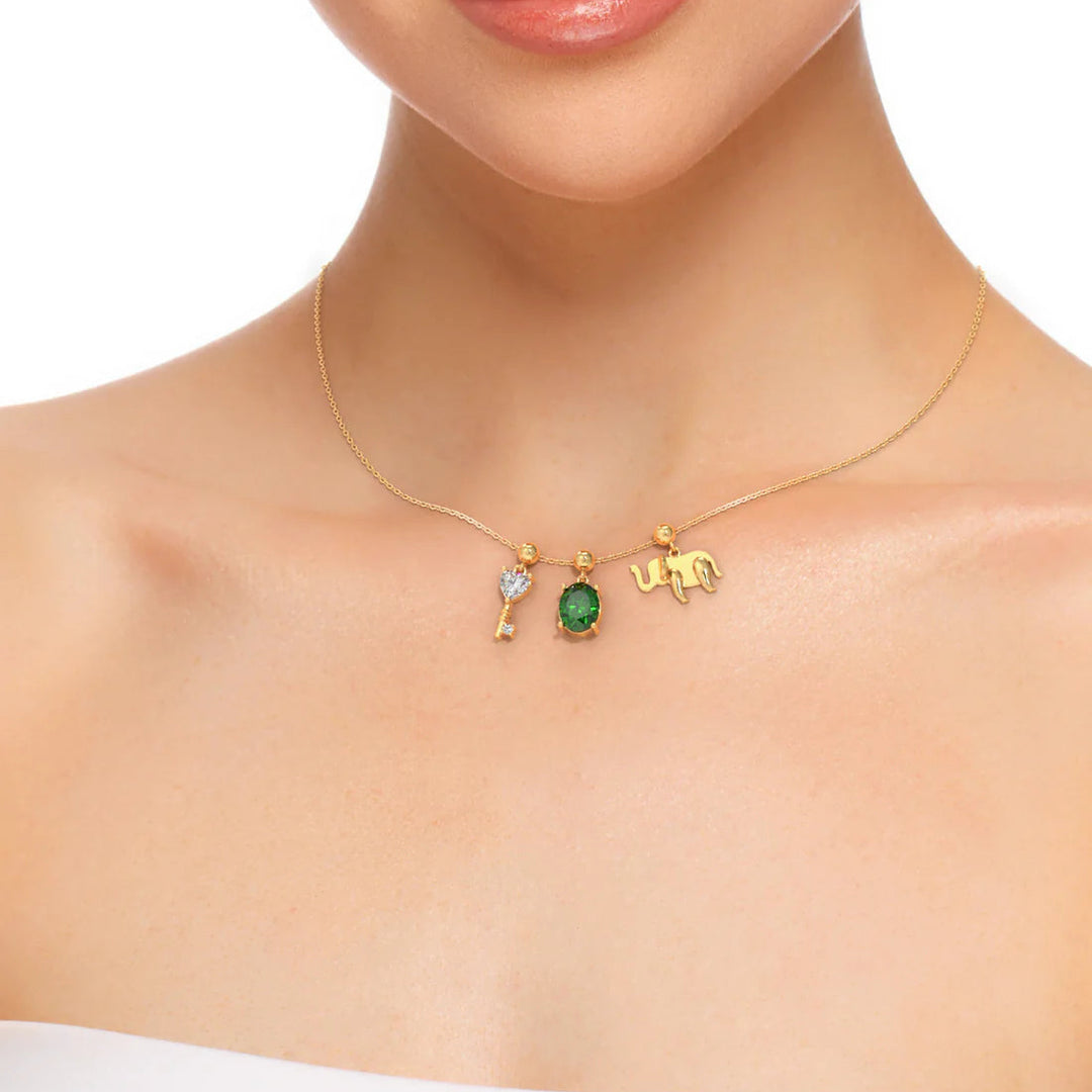 Silver Charm Necklace & 18K Gold Plated
