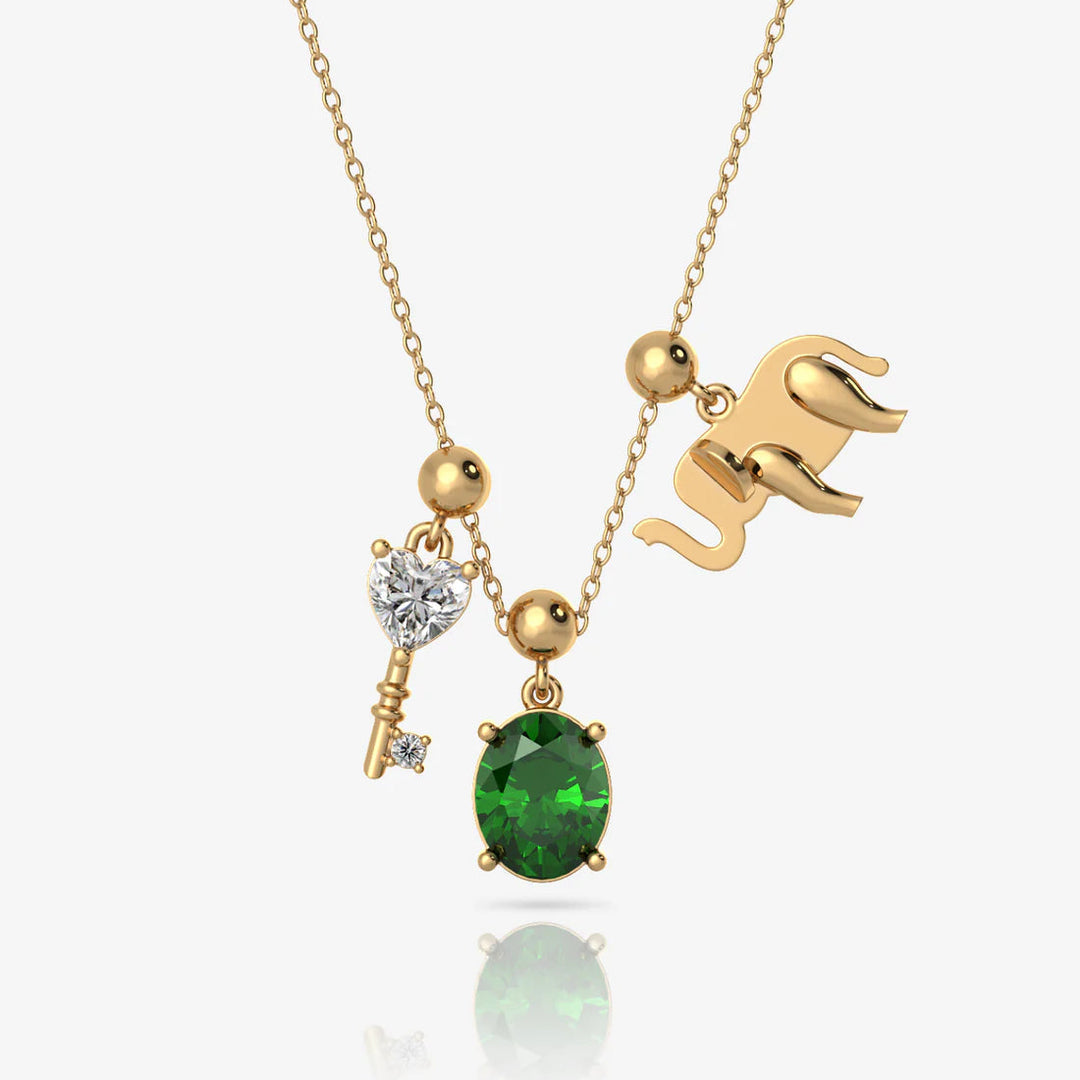 Silver Charm Necklace & 18K Gold Plated