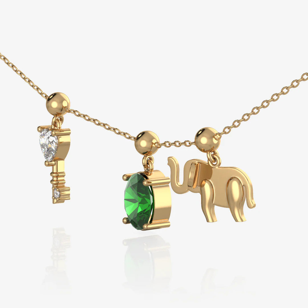 Silver Charm Necklace & 18K Gold Plated
