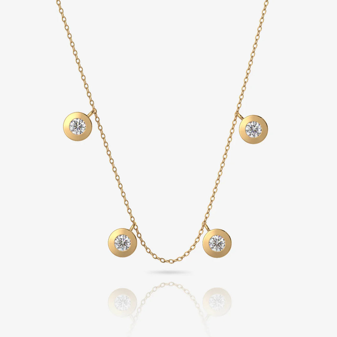 Silver Round Necklace, 18K Gold Plated