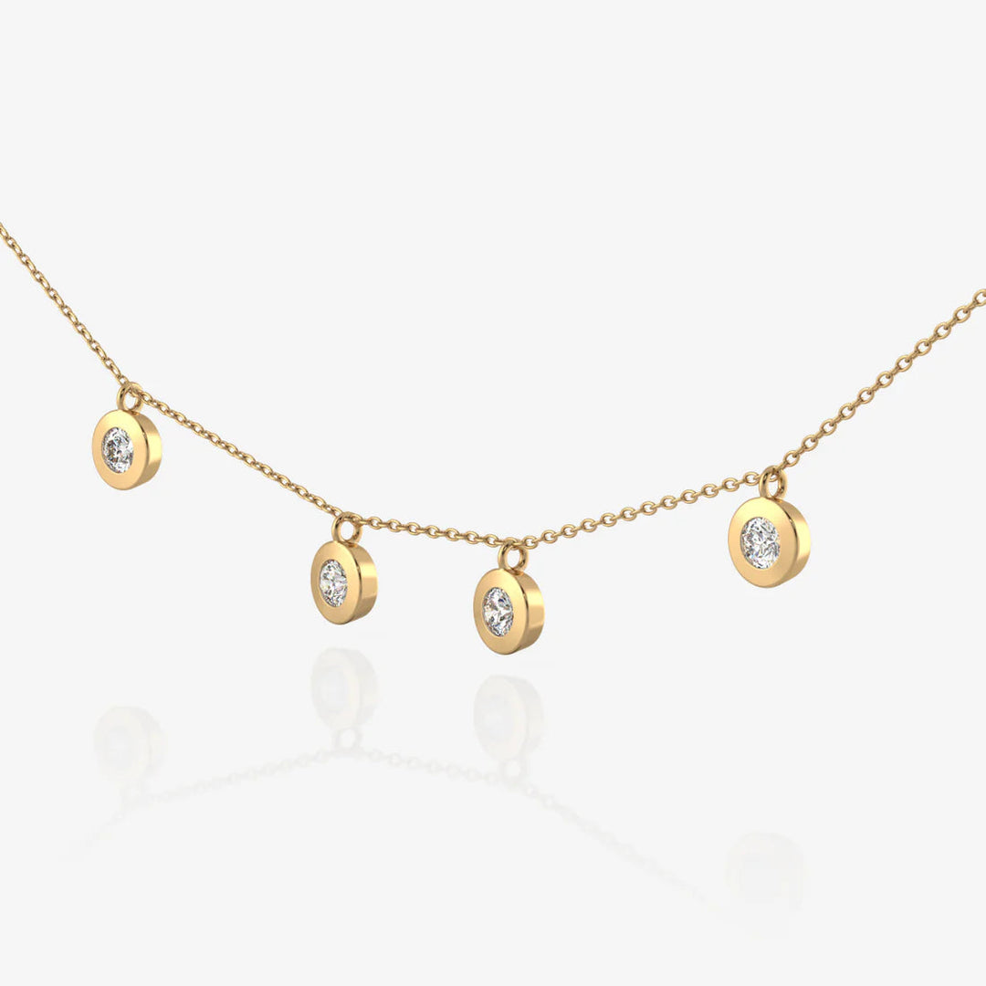 Silver Round Necklace, 18K Gold Plated