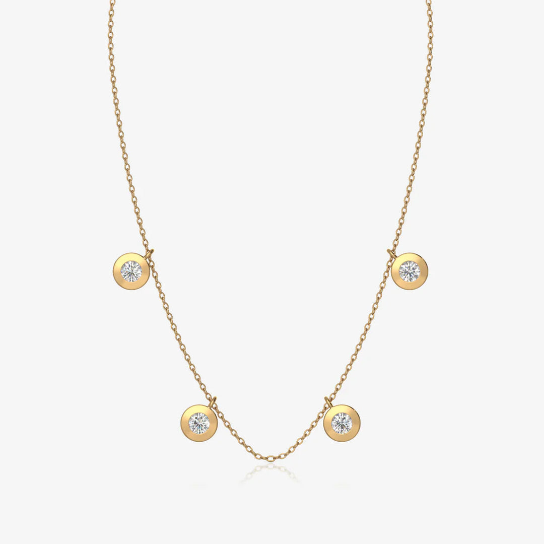 Silver Round Necklace, 18K Gold Plated