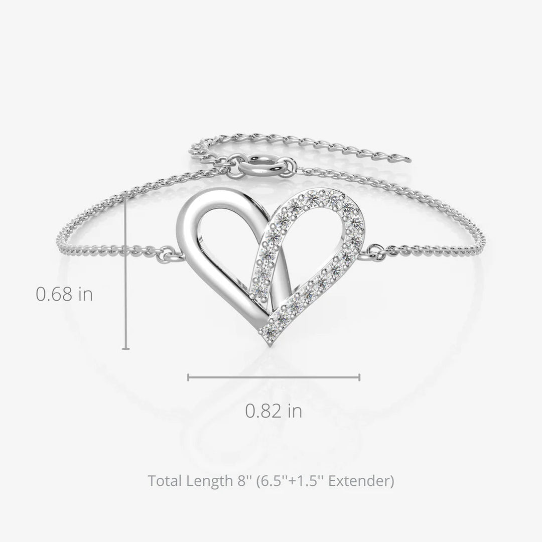 Silver Gorgeous Heart Bracelet, Rhodium Plated