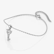 Silver Key Charm Bracelet, Rhodium Plated