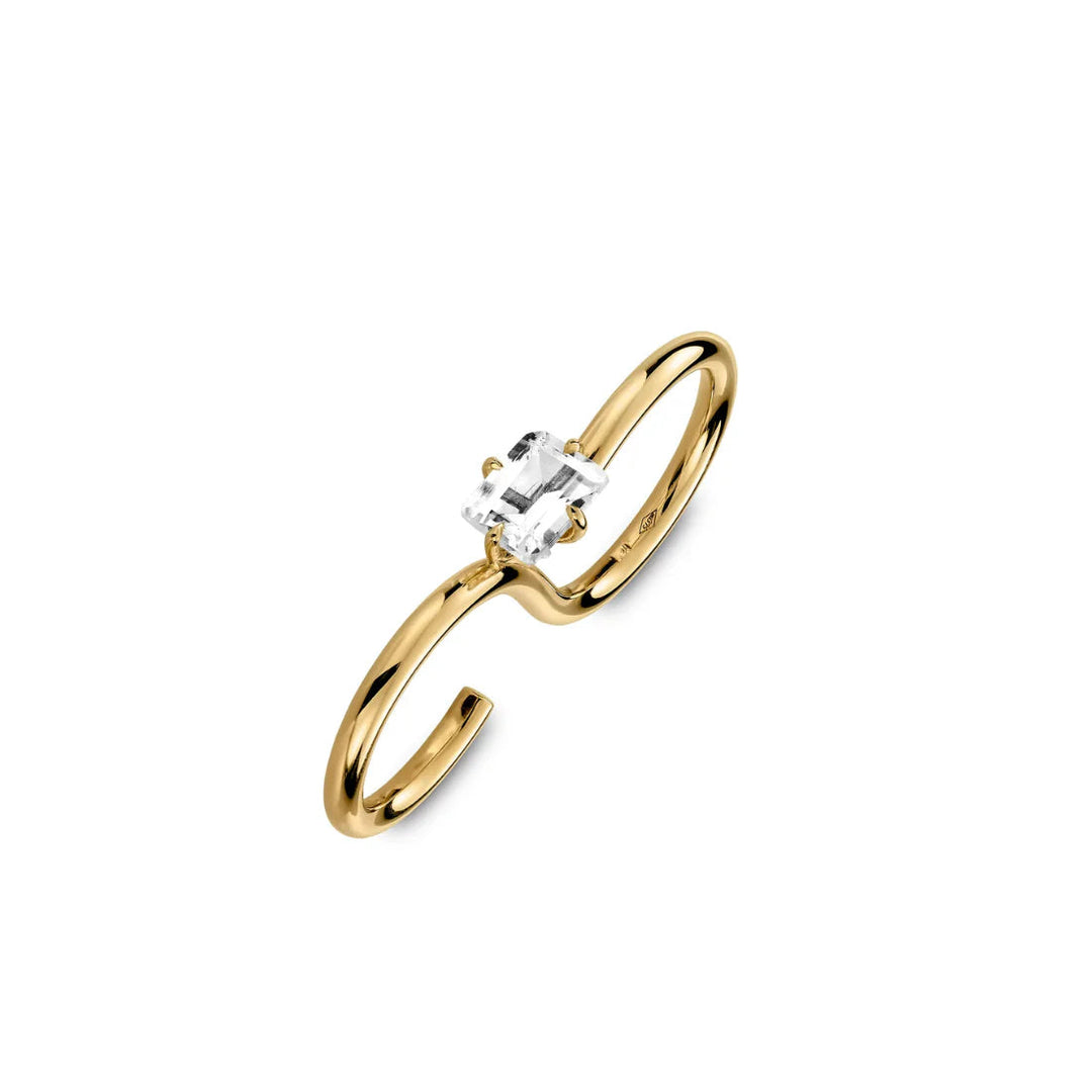 Two Finger Adjustable Ring, 18K Gold Plated