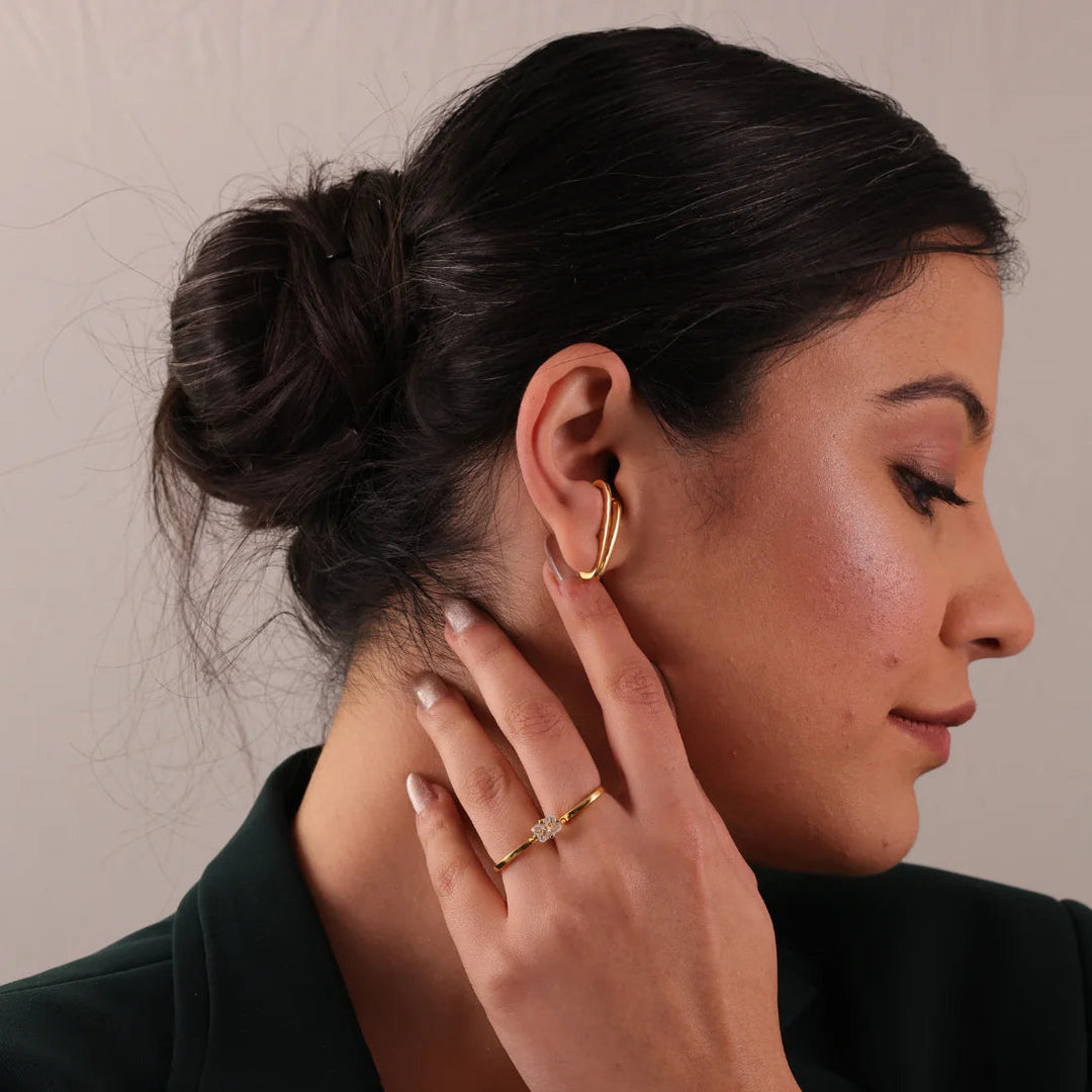 Two Finger Adjustable Ring, 18K Gold Plated