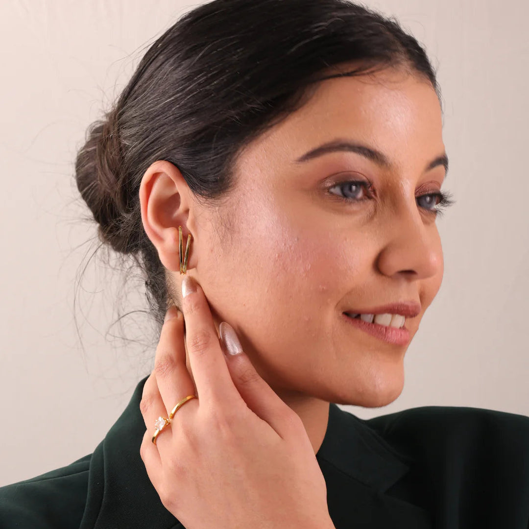Two Finger Adjustable Ring, 18K Gold Plated