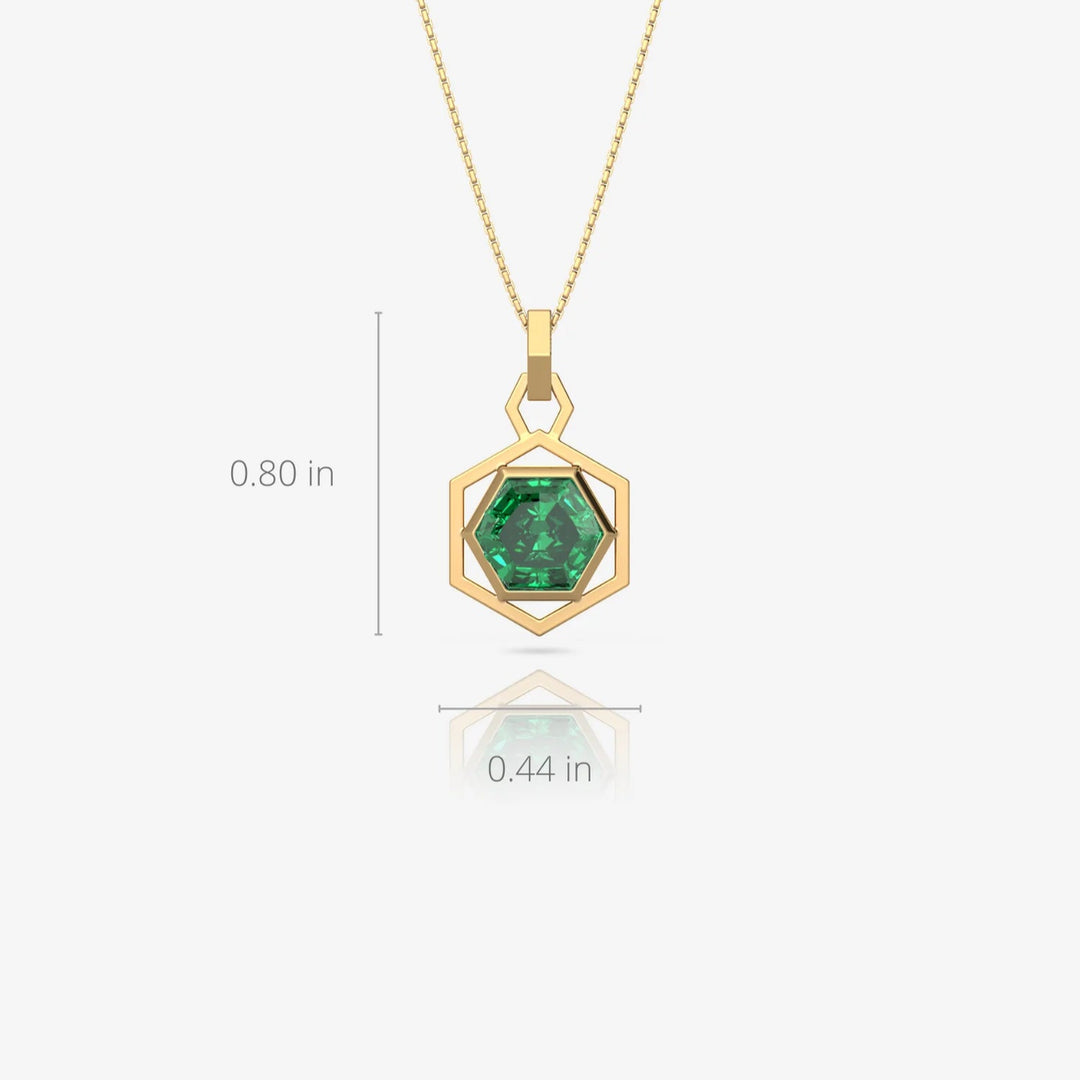 Silver Hexagon Necklace, 18k Gold Plated