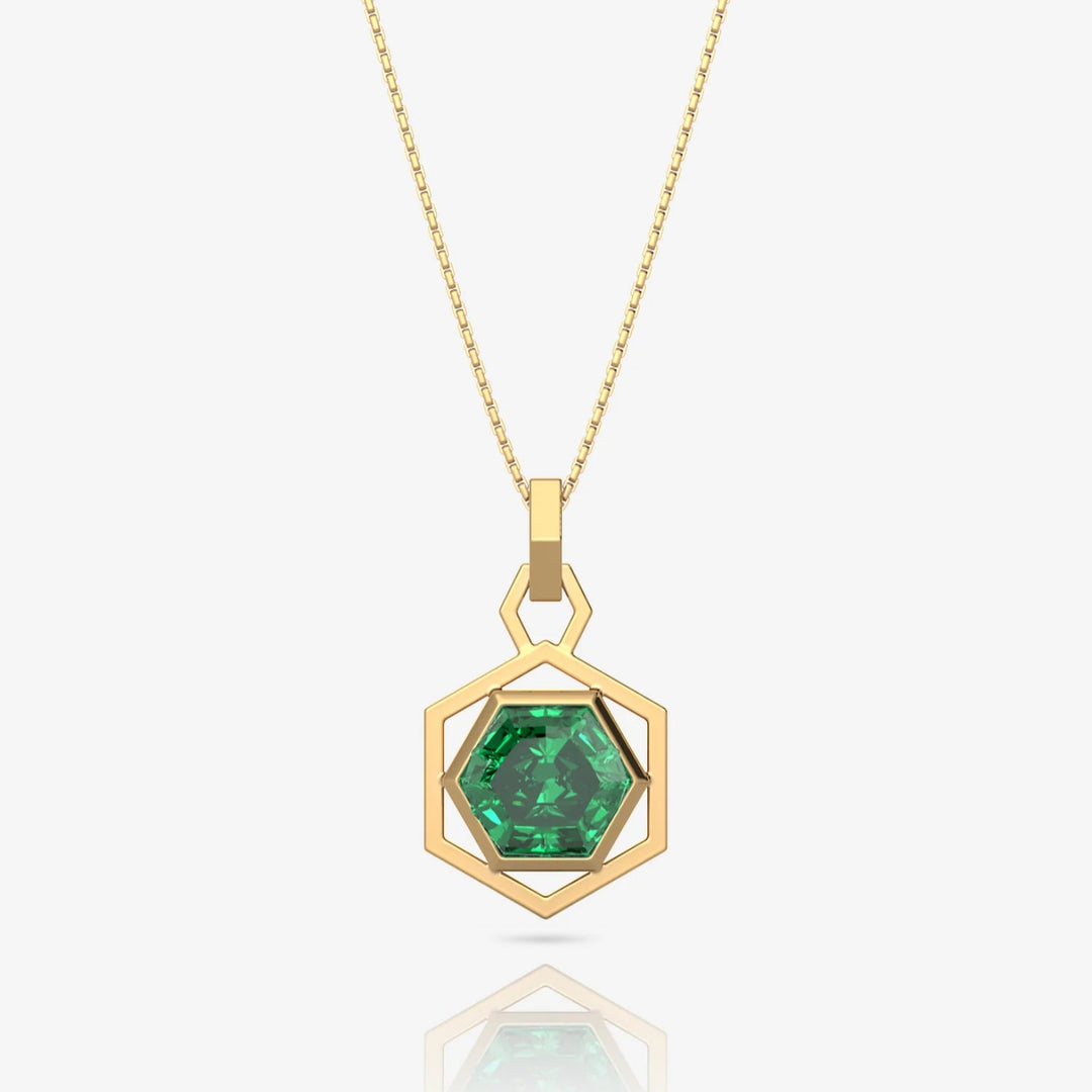 Silver Hexagon Necklace, 18k Gold Plated