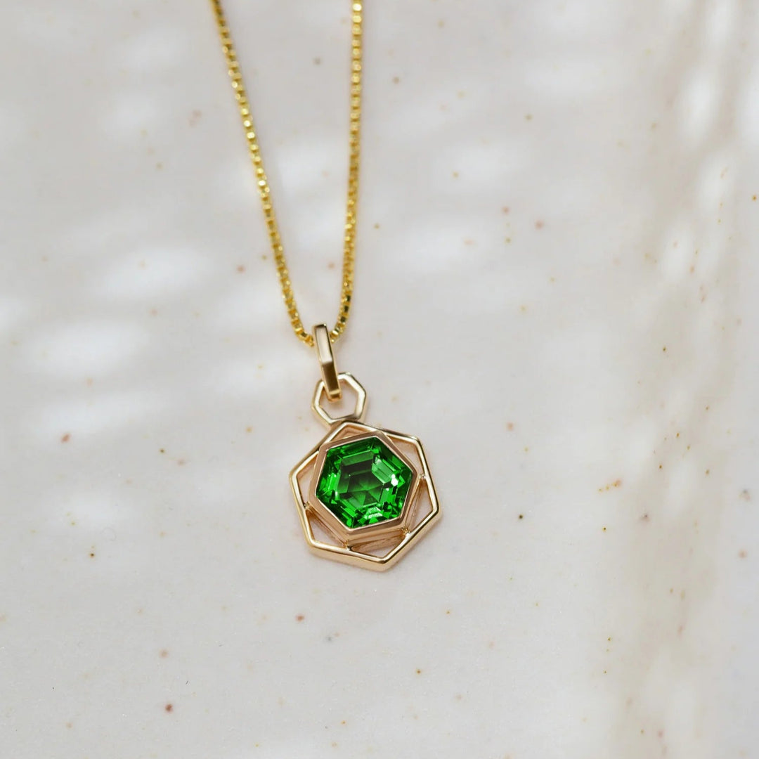 Silver Hexagon Necklace, 18k Gold Plated