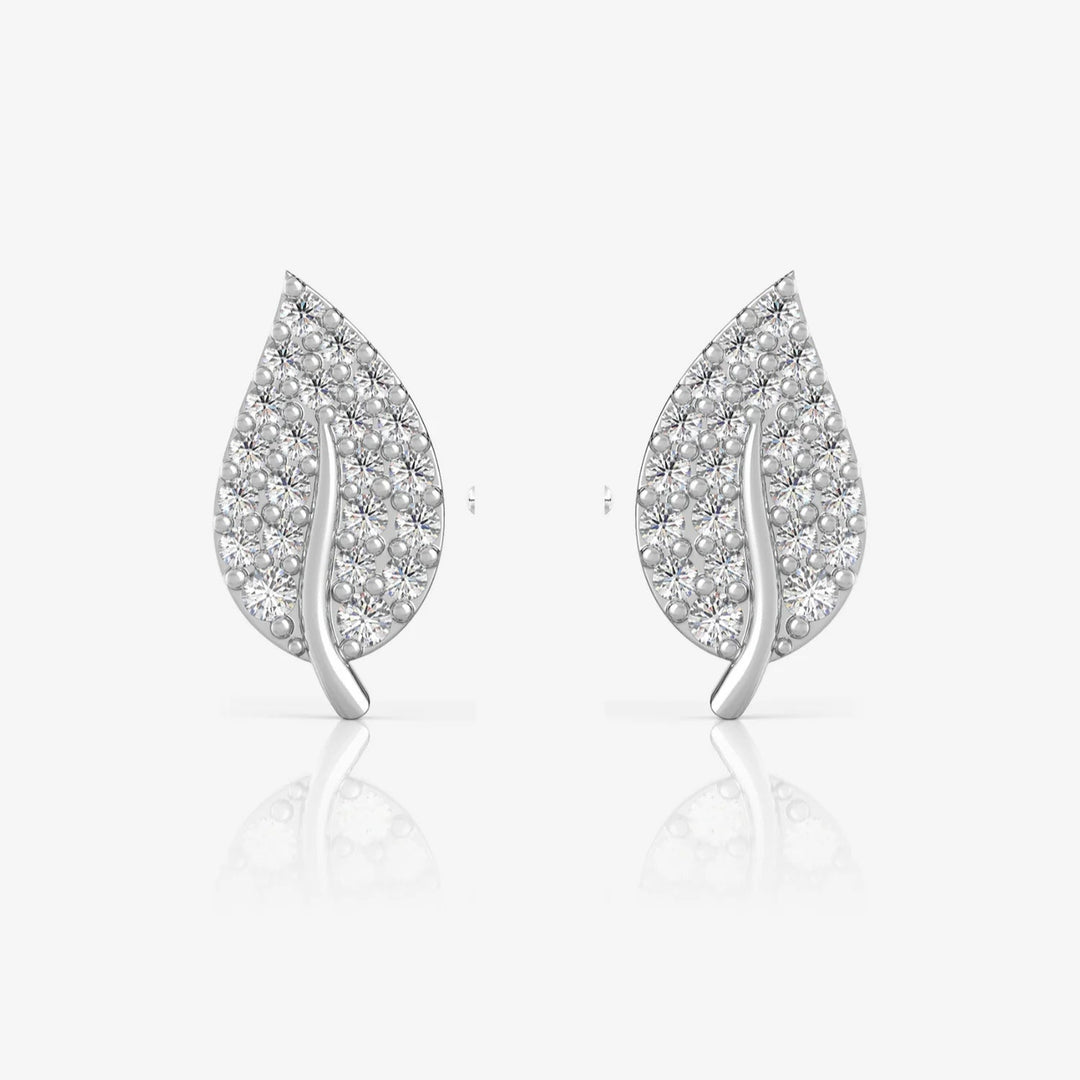 Silver Leaf Earrings, Rhodium Plated