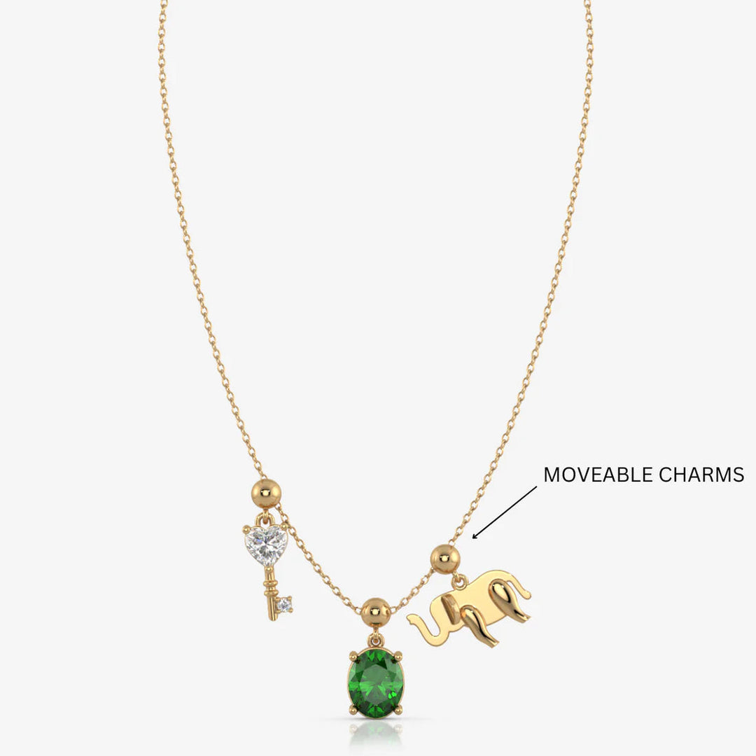 Silver Charm Necklace & 18K Gold Plated