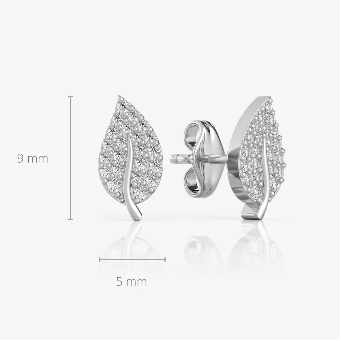 Silver Leaf Earrings, Rhodium Plated