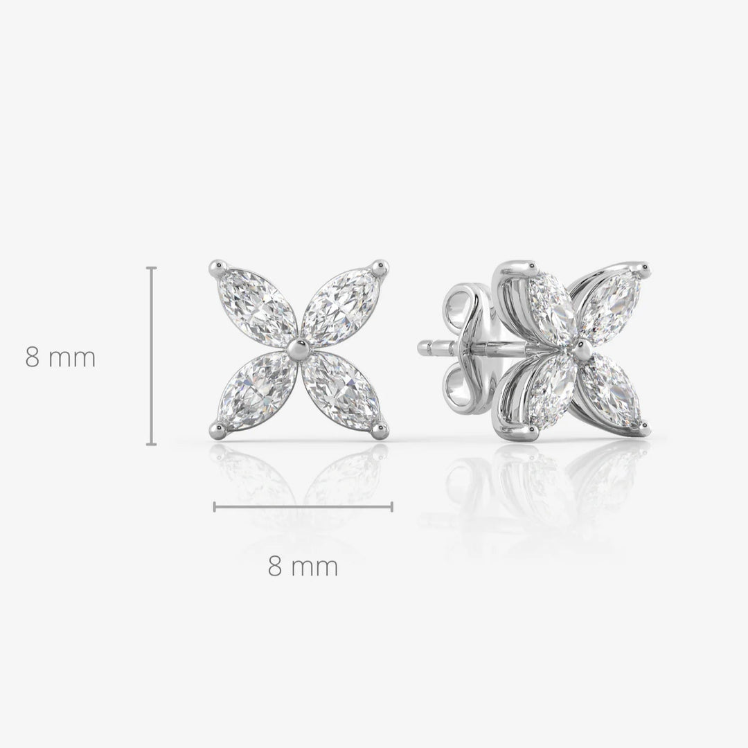 Silver Marquise Floral Earrings